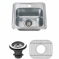 Wells Sinkware 15 in. 22 Gauge Drop-in Single Bowl Stainless Steel Bar Sink with Grid Racks & Strainers CMT1515-6-1